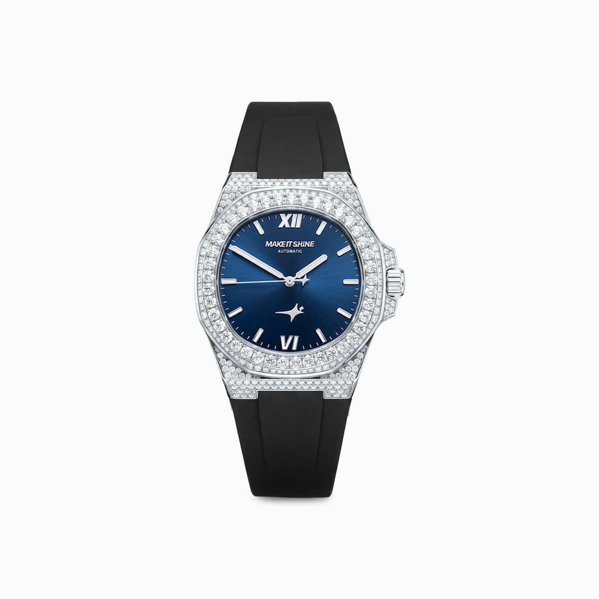 Iced ASON1 - Cadran Bleu & Bracelet Rubber - Moissanite VVS