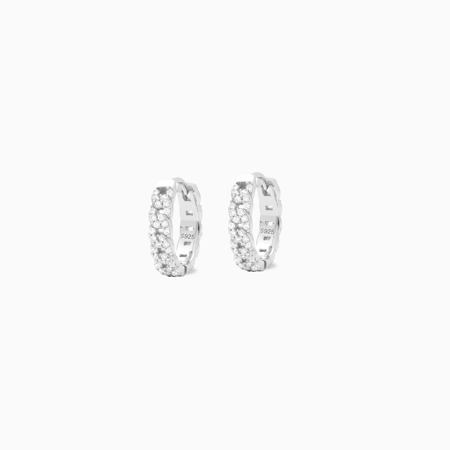 Iced cuban link earrings argentées