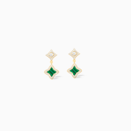 Stars & Flowers gold earrings - Green