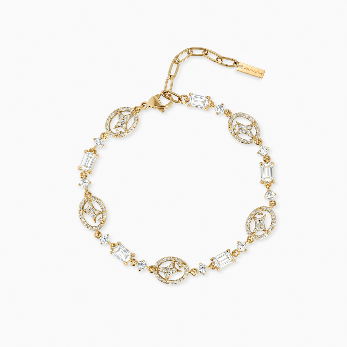 Bracelet Iced Signature - 925 Sterling Silver / 18K Gold Plating & VVS Moissanite