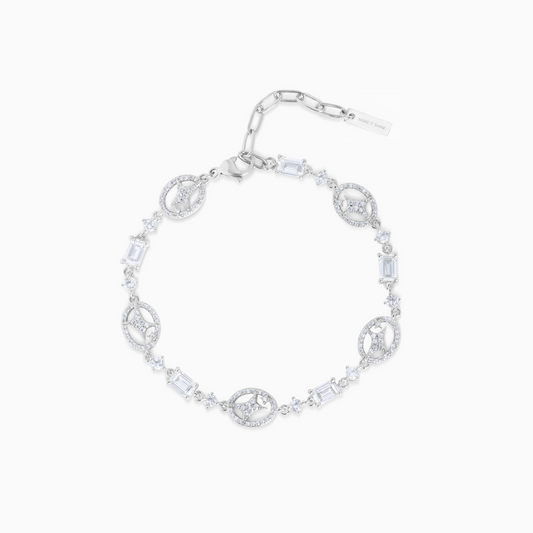 Silver signature Iced bracelet