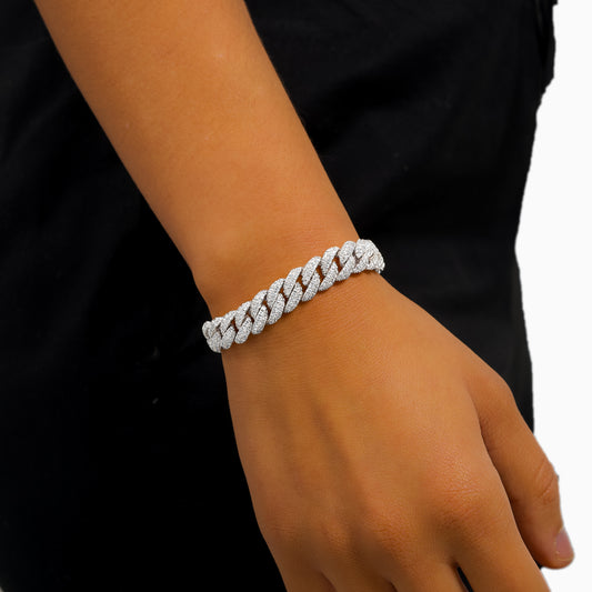 Iced Cuban link bracelet 10 mm silver