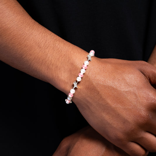 Silver Signature Pearl Bracelet - White and Pink