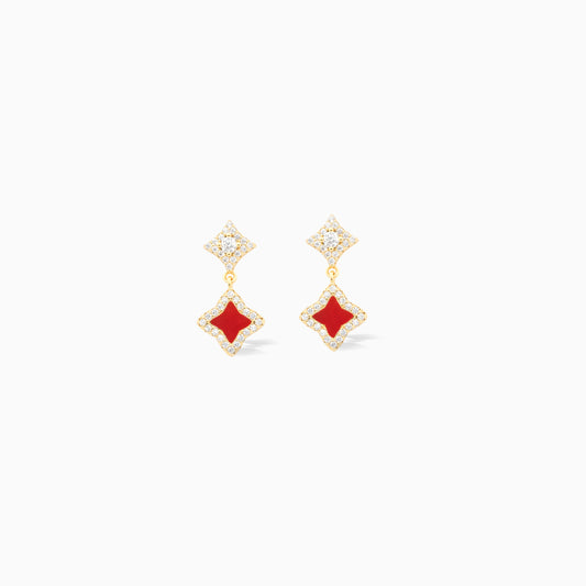 Stars & Flowers gold earrings - Red 