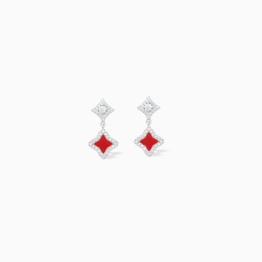 Stars & Flowers earrings argentées - Motif rouge