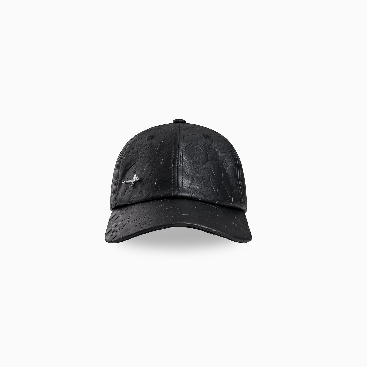 Leather Monogram Cap - Black & Moissanite