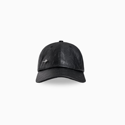 Leather Monogram Cap - Black & Moissanite