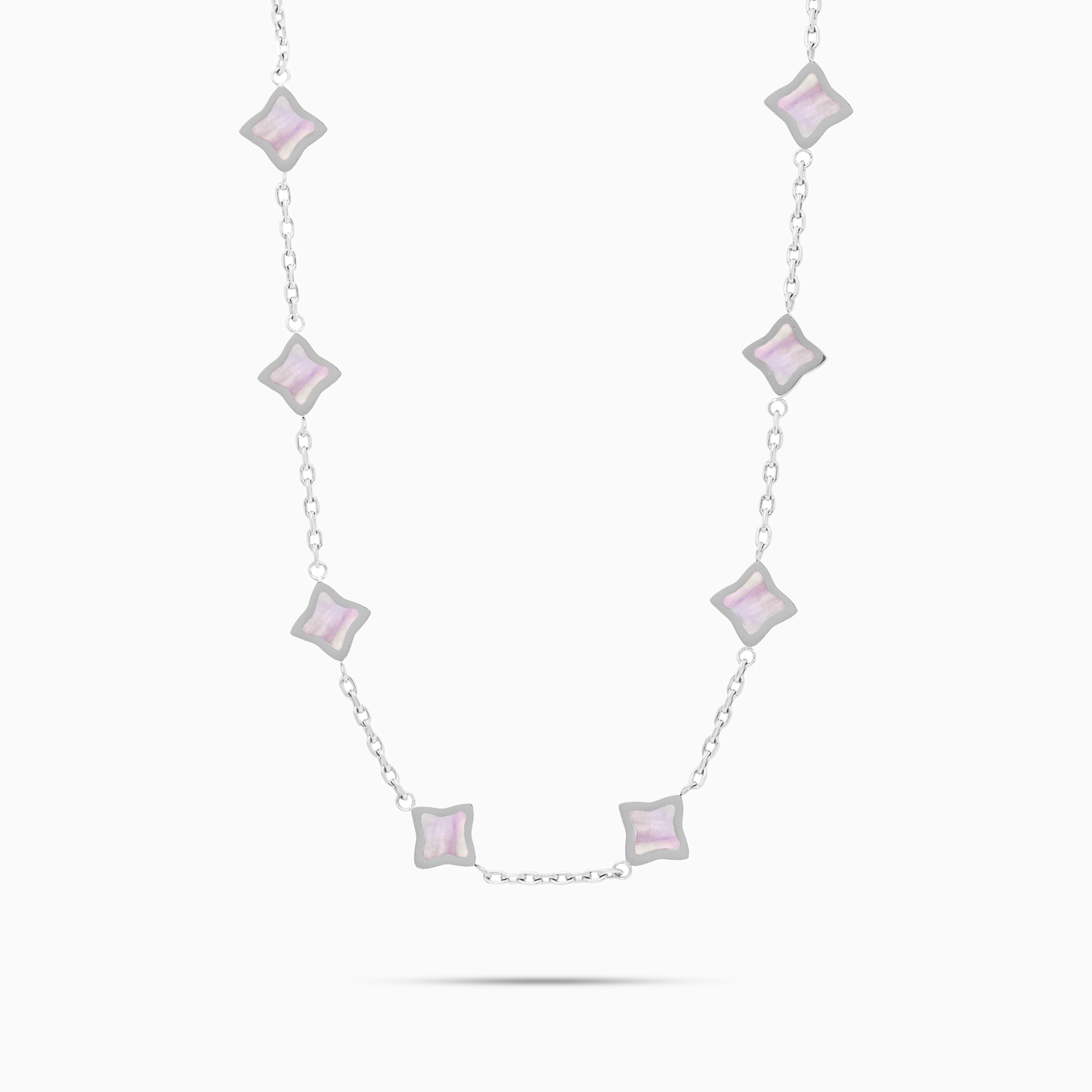 Silver Flower Cable Chain - Rose Pattern