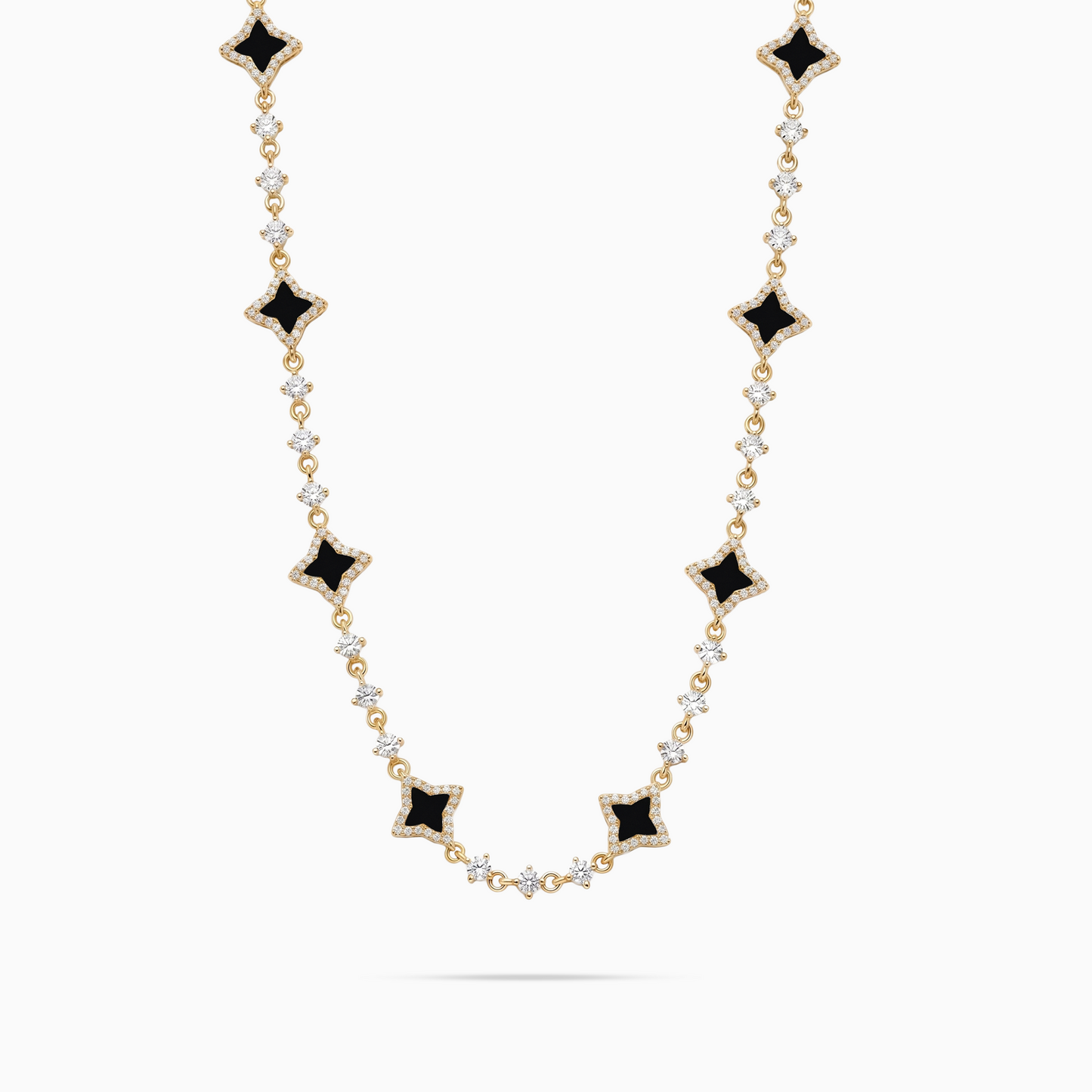Gold Flower Tennis Chain - Black