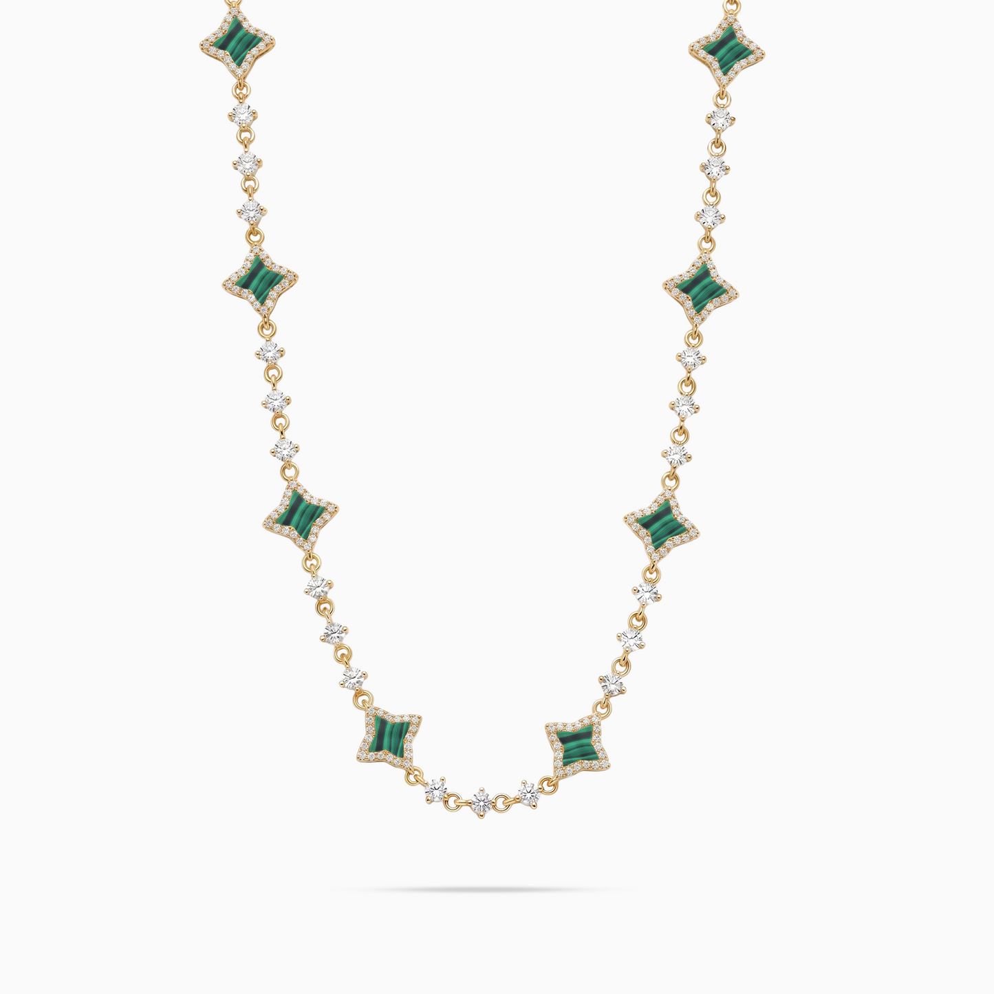 Gold Flower Cable Chain - Green