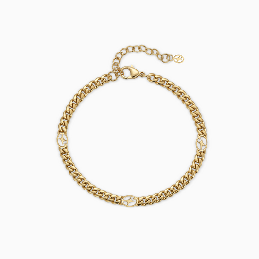 Cuban link bracelet 4 mm Signature Gold
