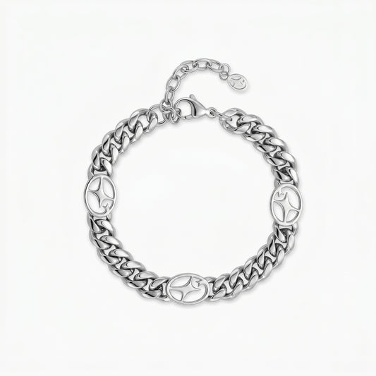 Cuban link bracelet 8 mm Signature Silver