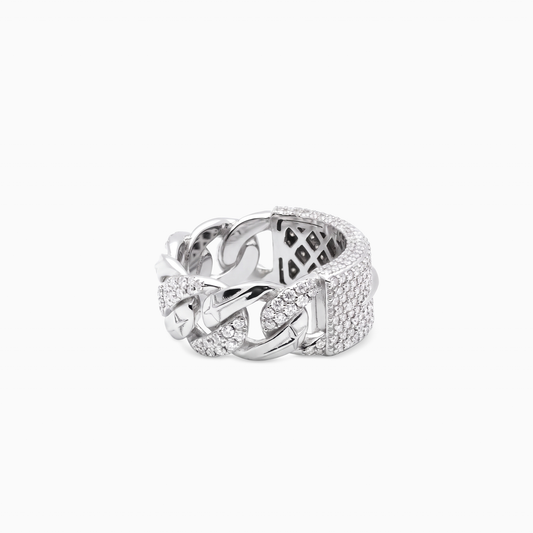 Iced Icon Cuban link Plate ring - Argent 925 / Moissanite VVS