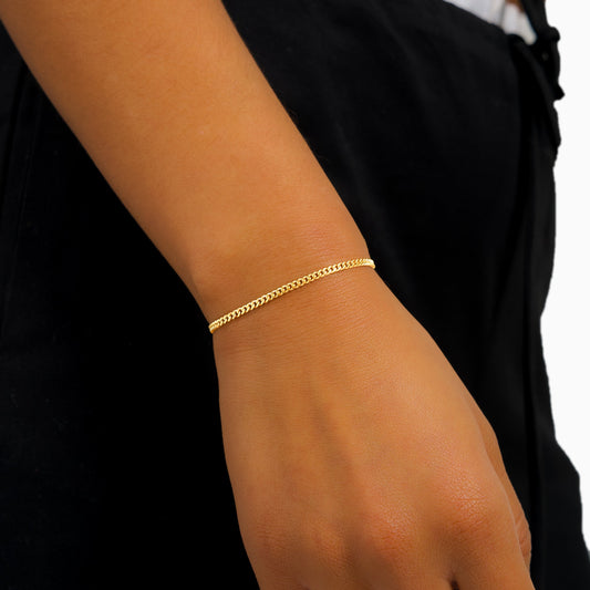 Cuban link bracelet 2 mm gold