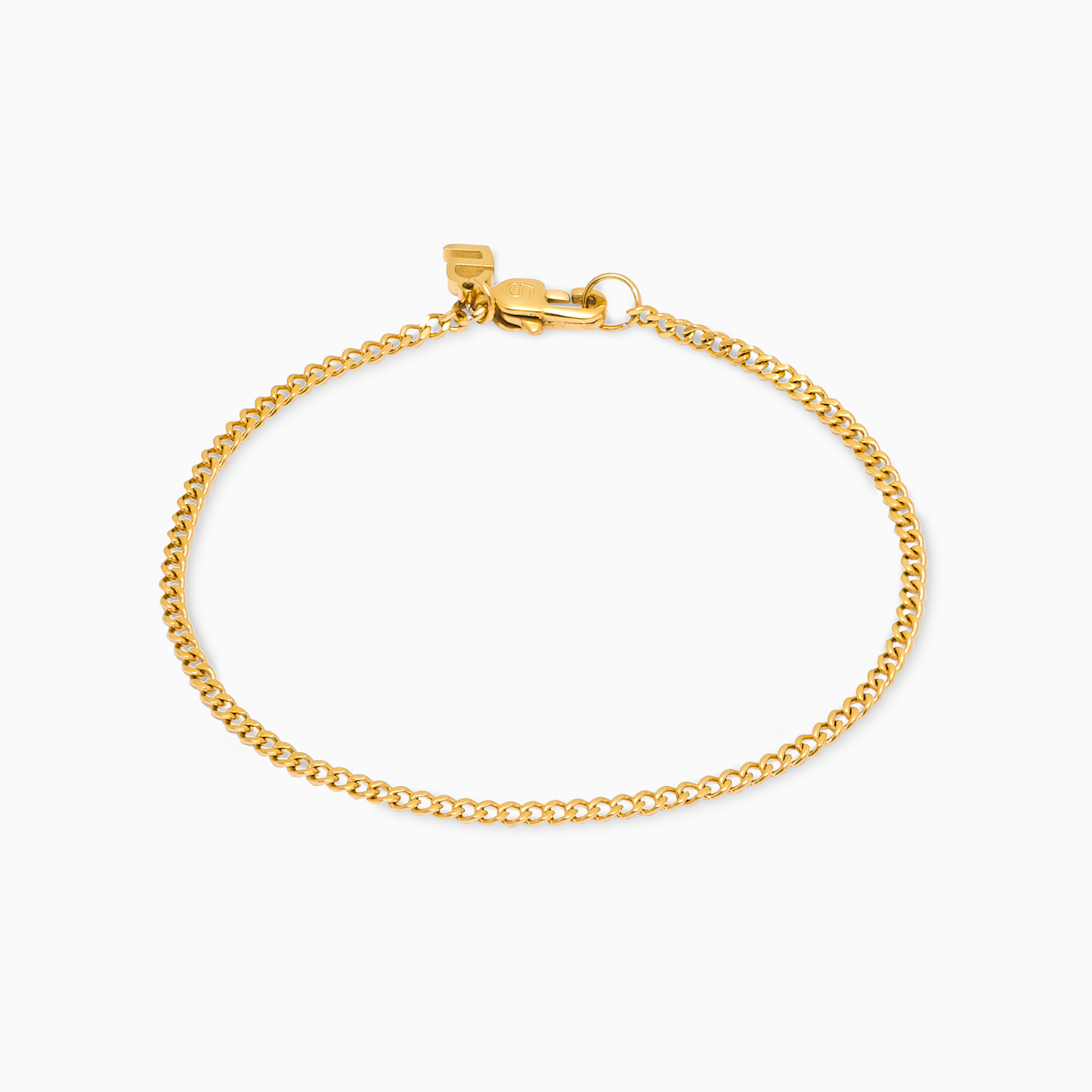 Cuban link bracelet 2 mm gold