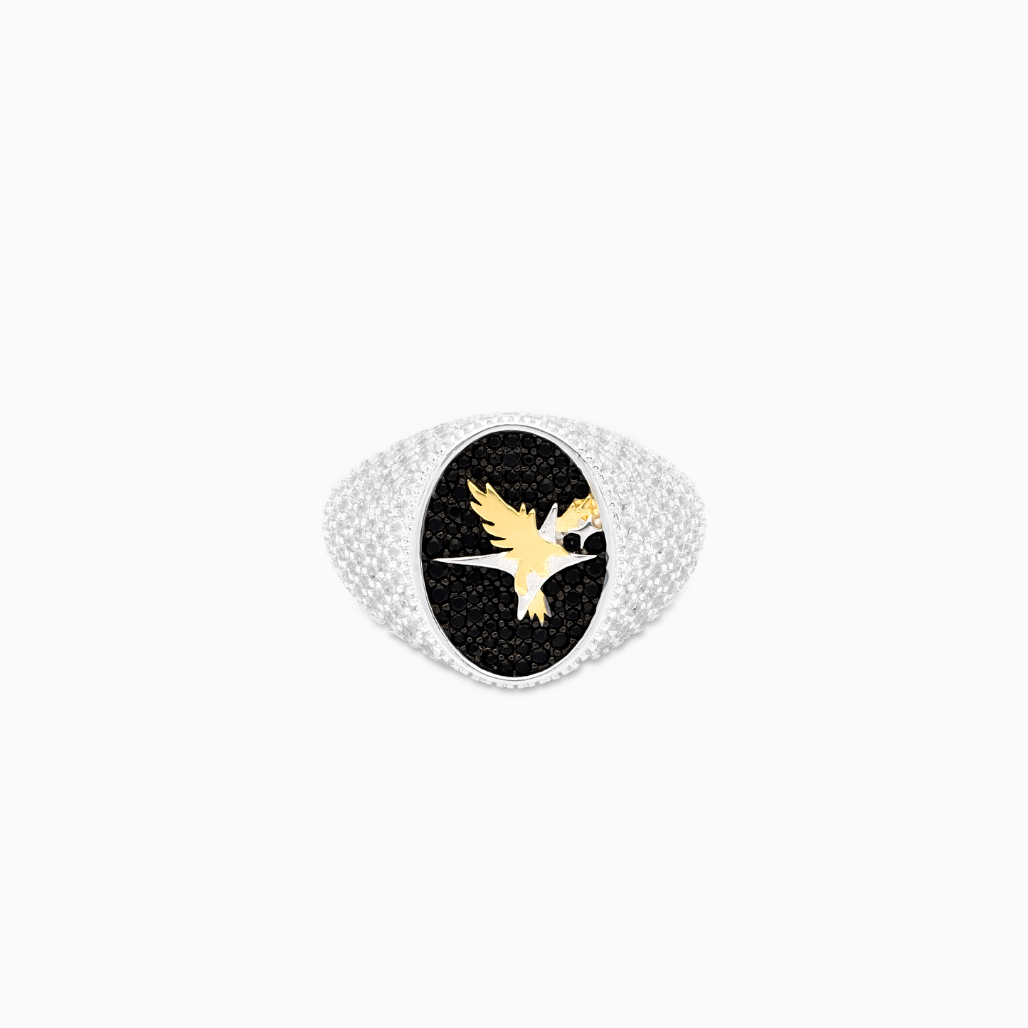 Iced Eagle signet ring silver