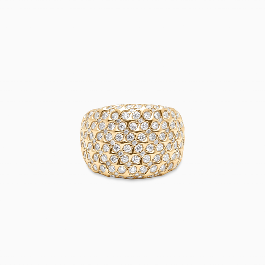 Iced Starfield Round signet ring - Argent 925 / Dorure Or jaune & Moissanite VVS