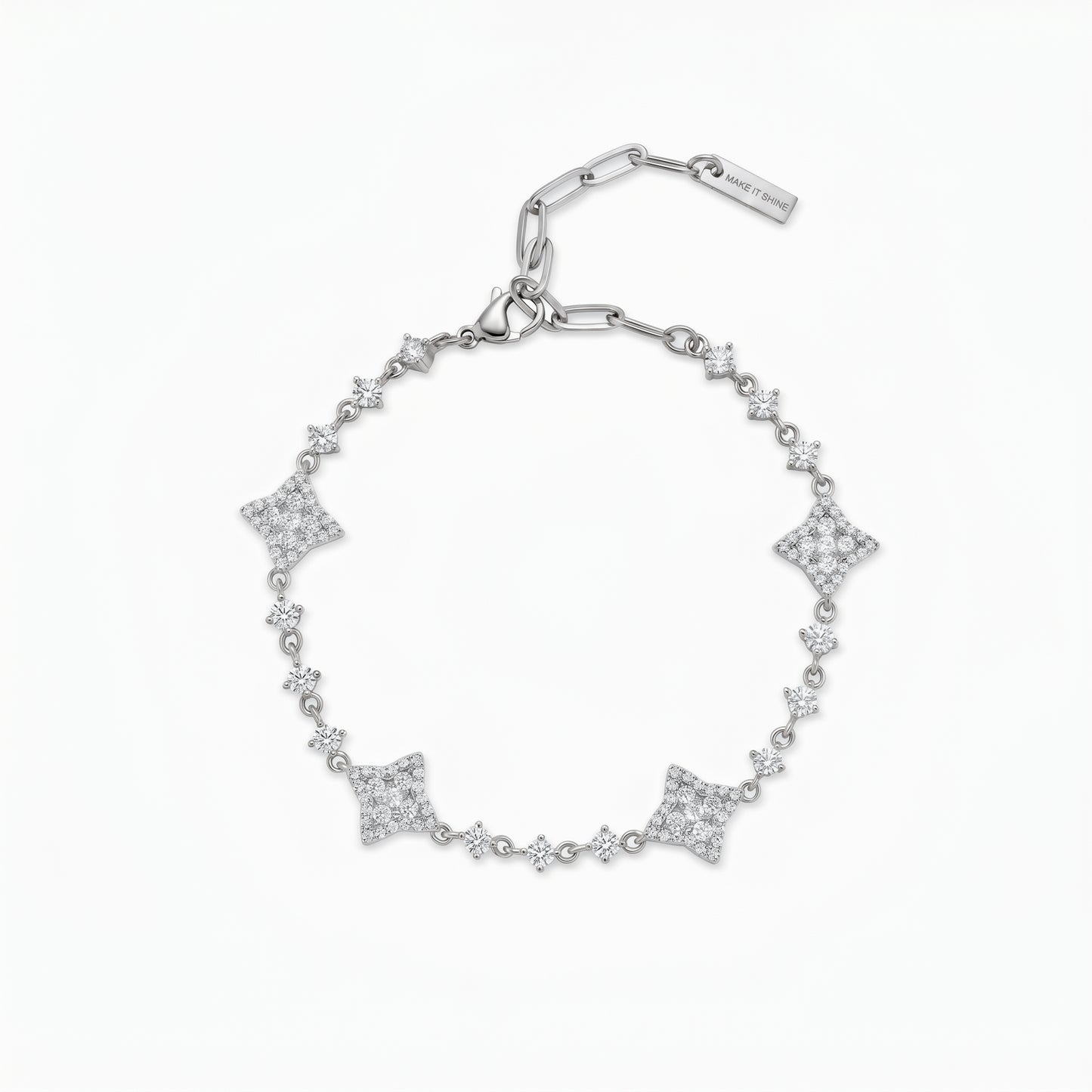 Bracelet Flower Tennis Argenté - Pierres blanches