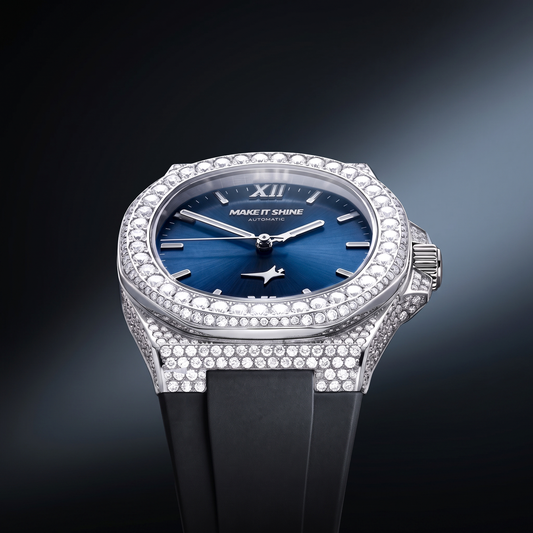 Iced ASON1 - Cadran Bleu & Bracelet Rubber - Moissanite VVS