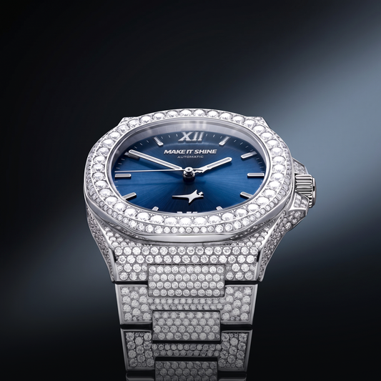 Iced ASON1 - Cadran Bleu & Bracelet Acier inoxydable 316L - Moissanite VVS