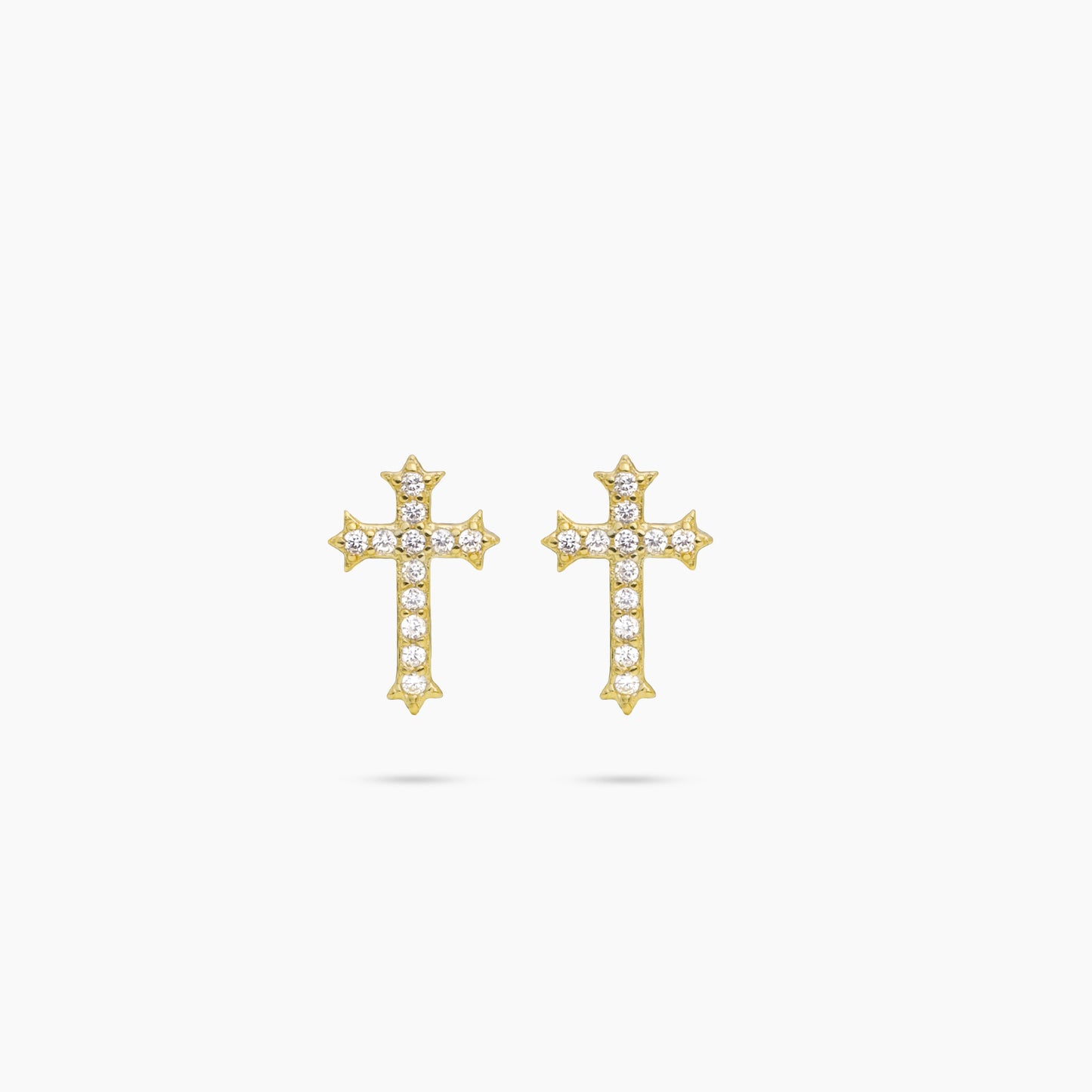 Iced crucifix earrings dorées