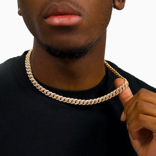 Chaîne Iced Cuban link 10 mm dorée