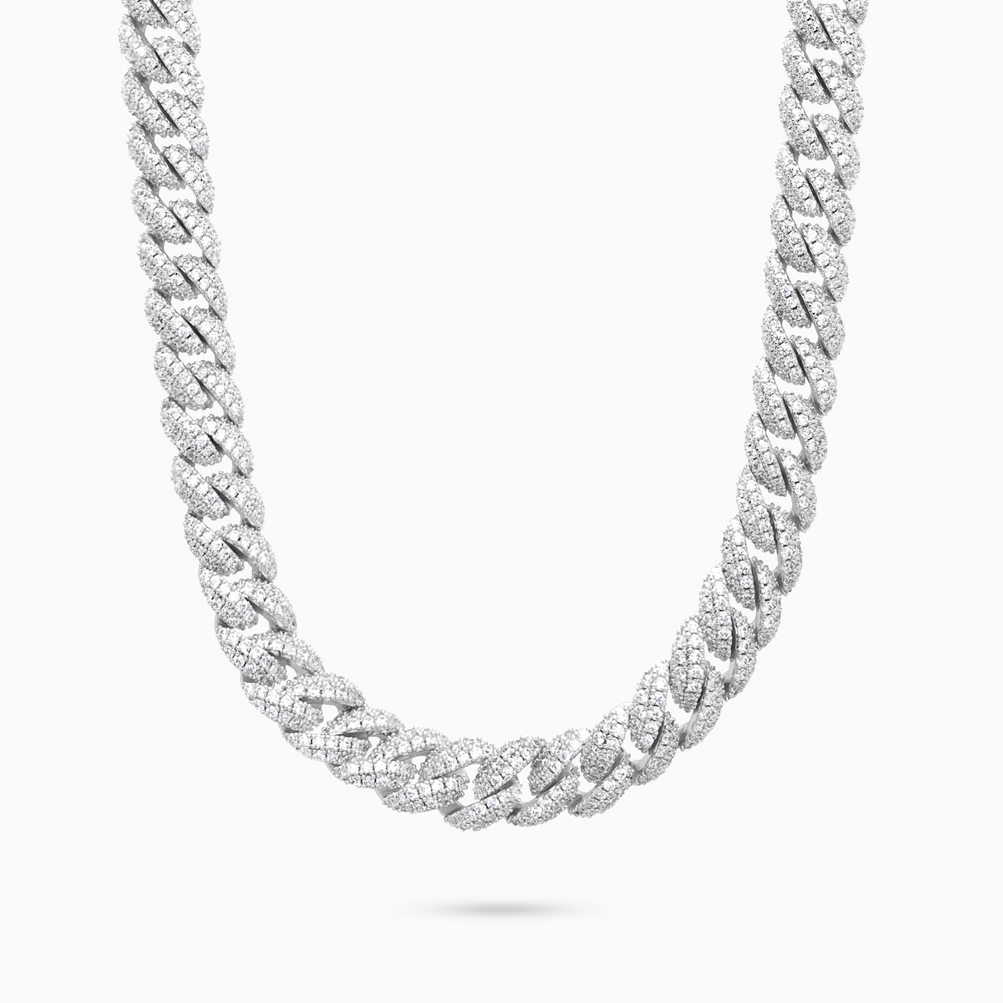 Chaîne Iced Cuban link 10 mm argentée