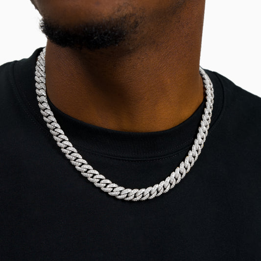 Iced Cuban link chain 10 mm silver