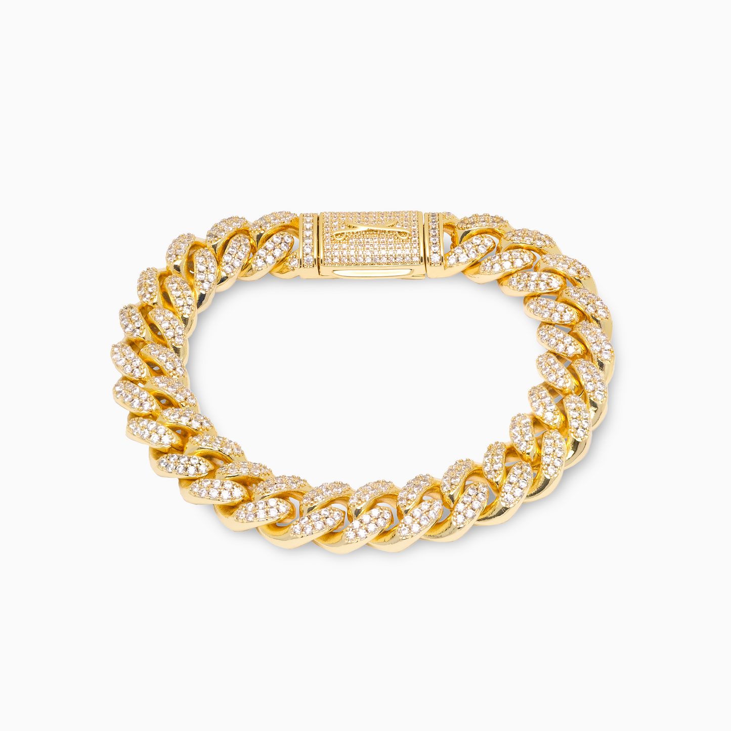 Bracelet Iced Cuban link 12 mm doré