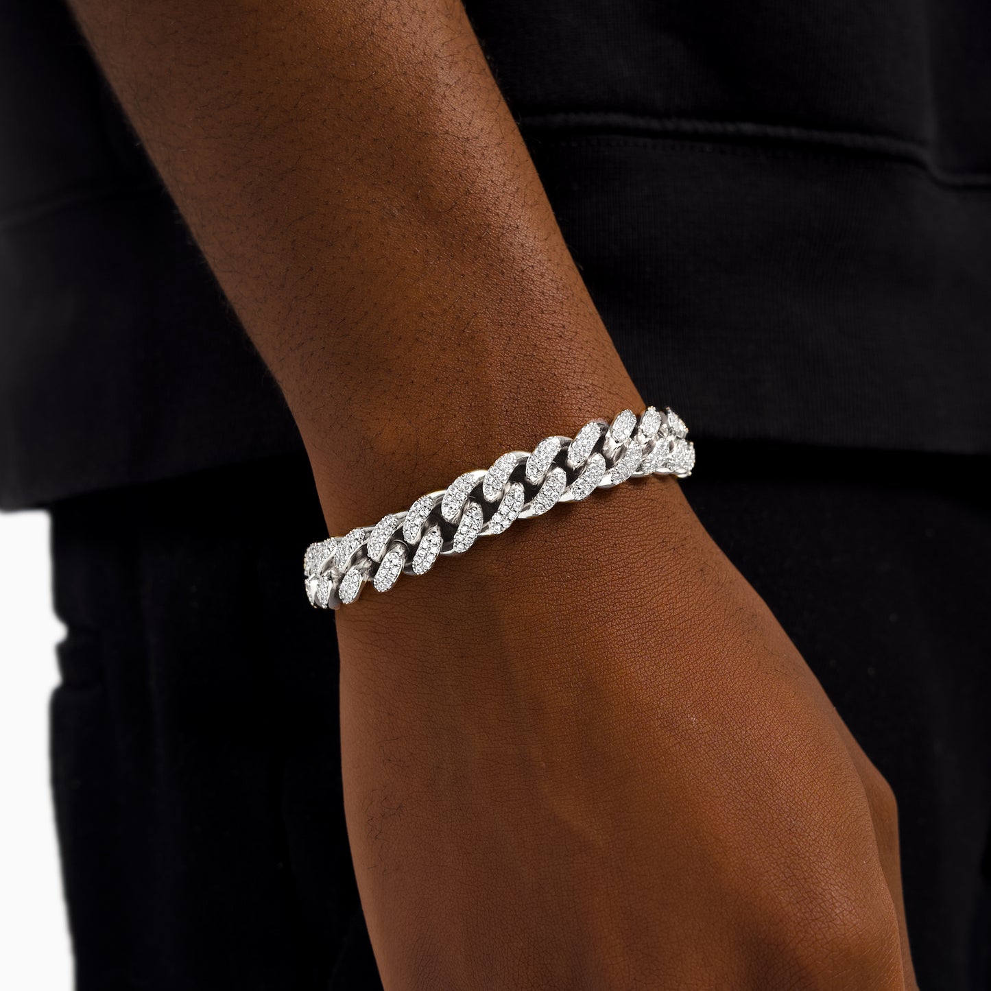 Bracelet Iced Cuban link 12 mm argenté