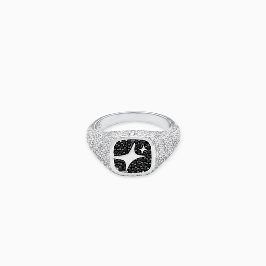 Iced Square signet ring argentée