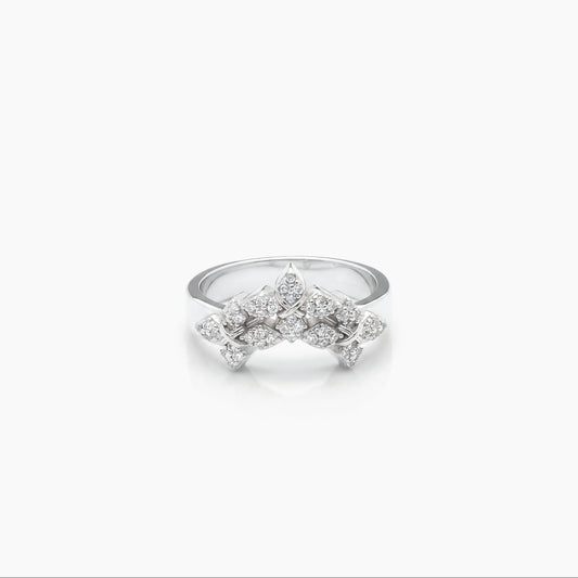 Iced triple crossed star ring - Silver