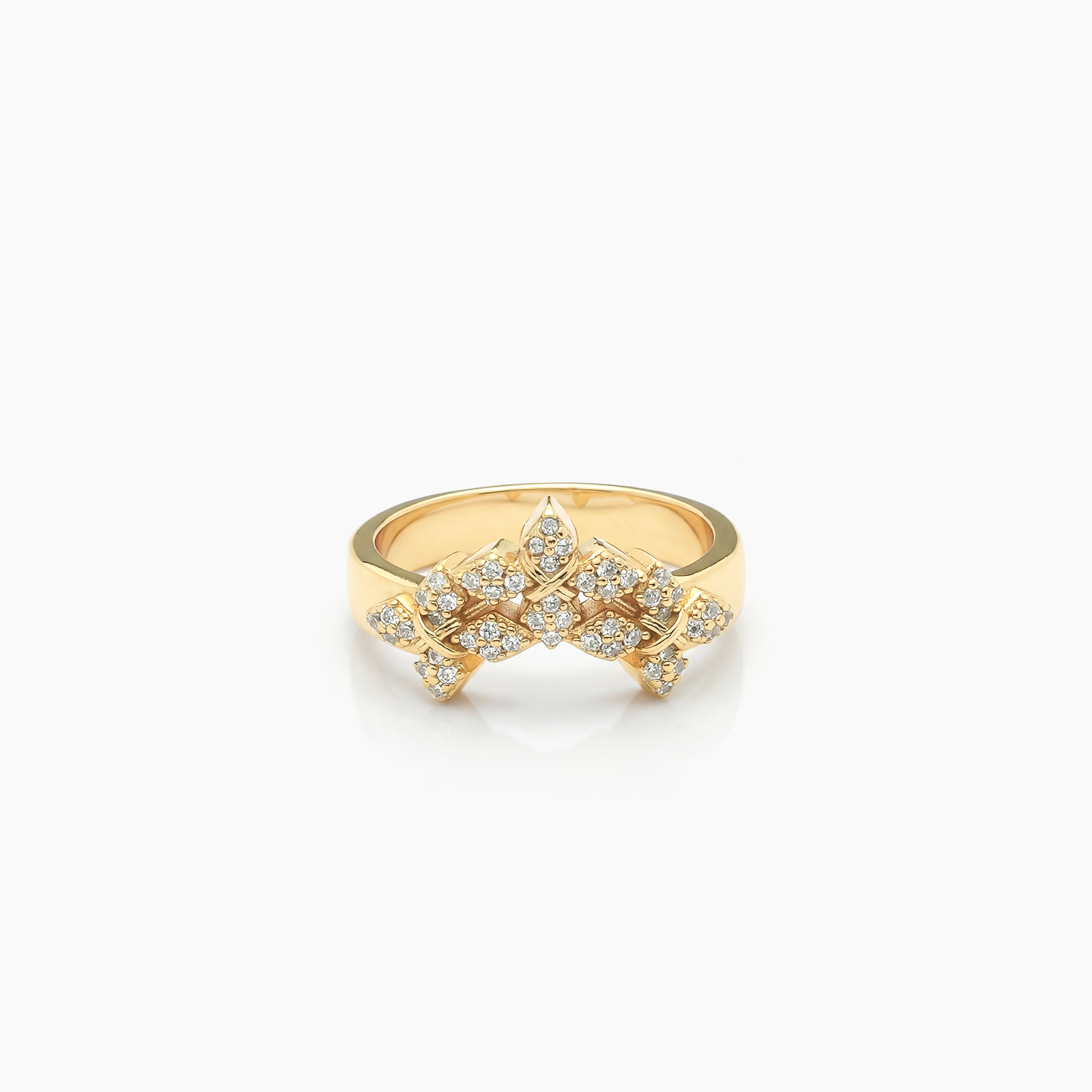 Iced triple crossed star ring- Doré