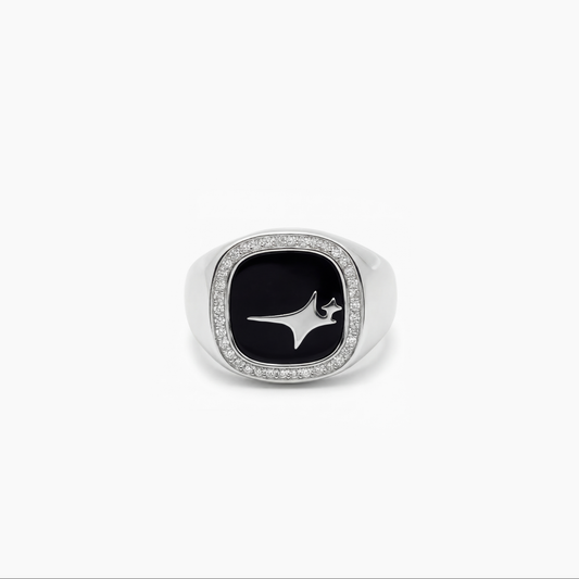 Iced Raw ring Silver - Black Pattern