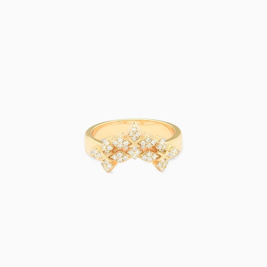 Iced triple crossed star ring- Gold