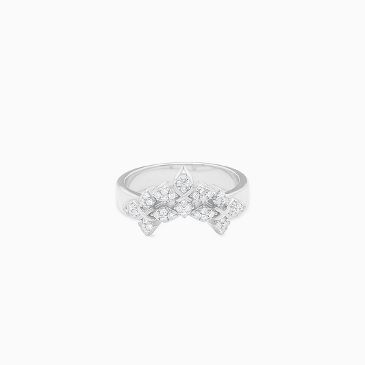 Iced triple crossed star ring - Silver