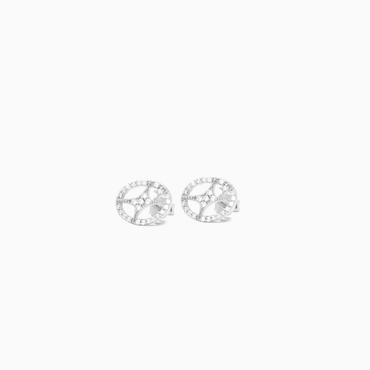 Iced Round signature silver earrings