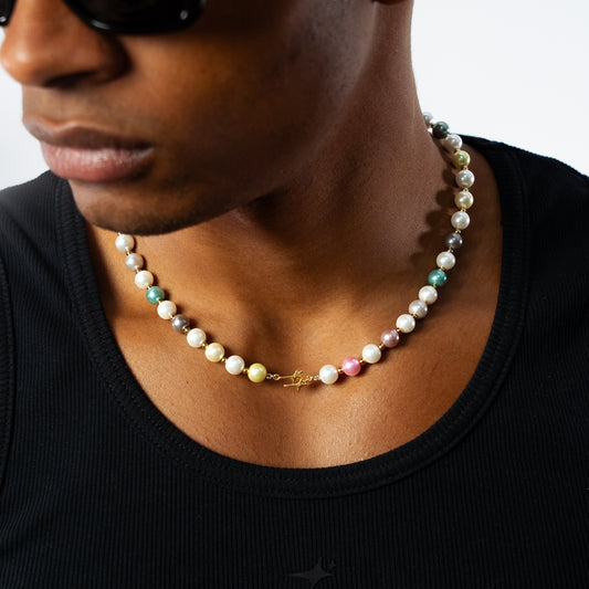 Chaîne Pearl Double Stars Dorée - Multicolore