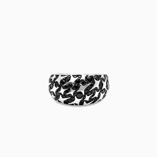 Iced Monogram signet ring - 925 Sterling Silver / Black VVS Moissanite