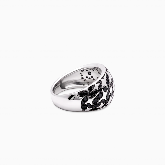 Iced Monogram signet ring - 925 Sterling Silver / Black VVS Moissanite