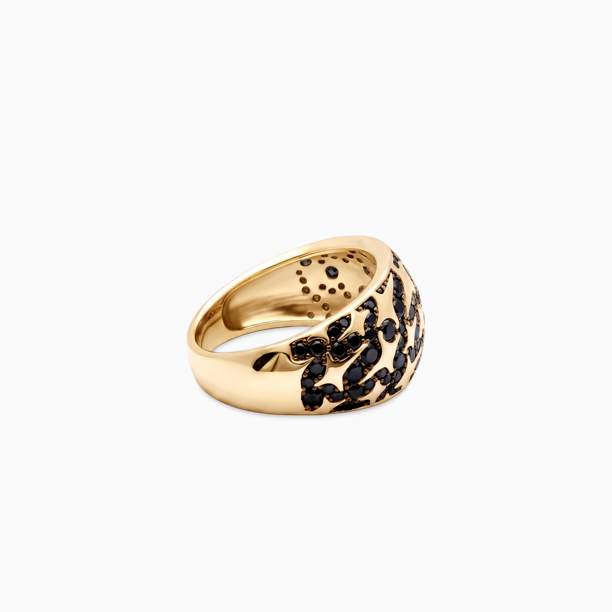 Iced Monogram Signet ring - 925 Sterling Silver / 18K Gold Plating & Black VVS Moissanite