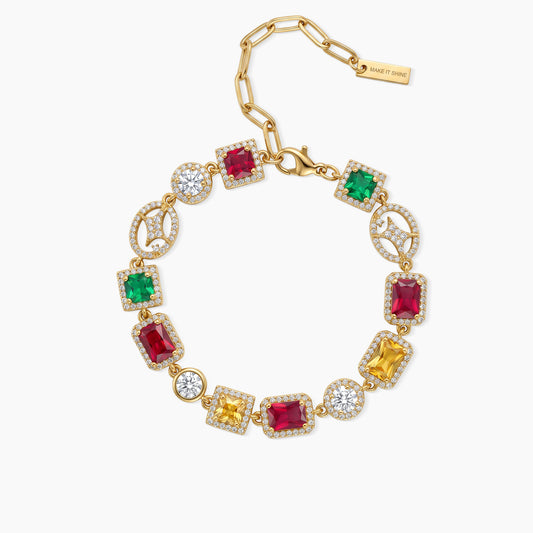 Multi Gemstone Bracelet 8 mm Gold