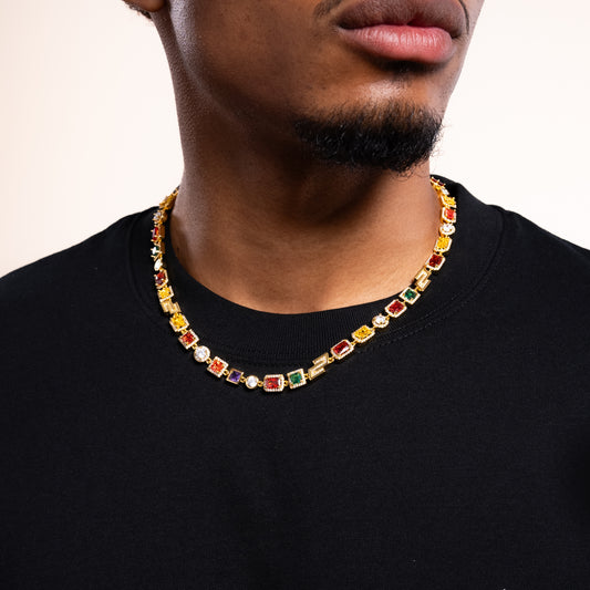 Multi Gemstone Chain 8mm Gold