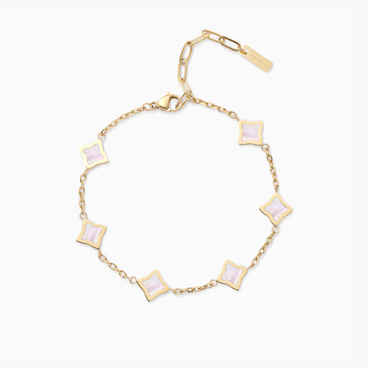 Flower Cable Bracelet in Gold - Rose Pattern
