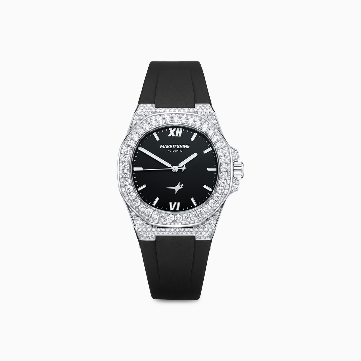 Iced ASON1 - Cadran Noir & Bracelet Rubber - Moissanite VVS