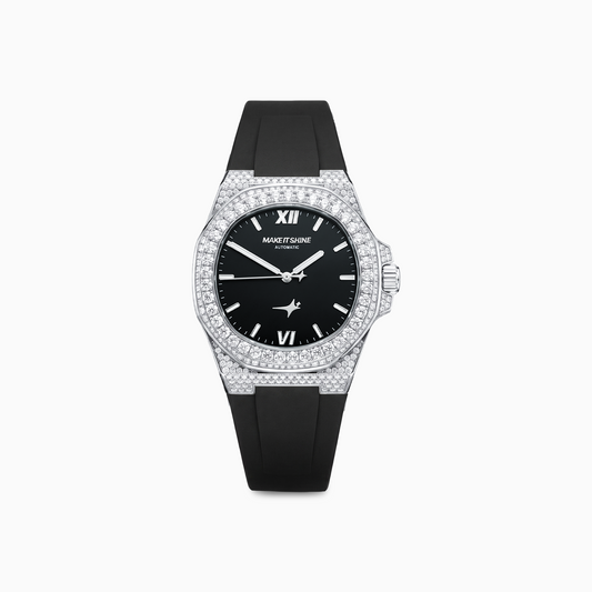 Iced ASON1 - Cadran Noir & Bracelet Rubber - Moissanite VVS