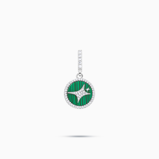 Silver Signature Medallion - Green Pattern