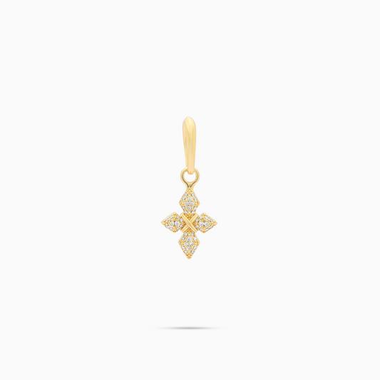 Iced Crossed Star-S Pendant - Gold