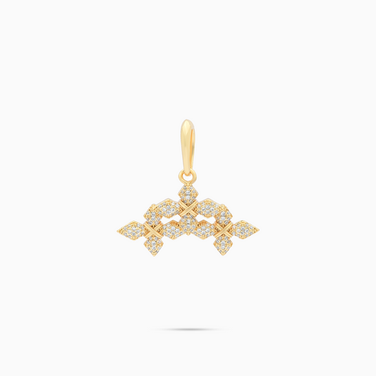 Iced Triple Crossed Star Pendant - Gold