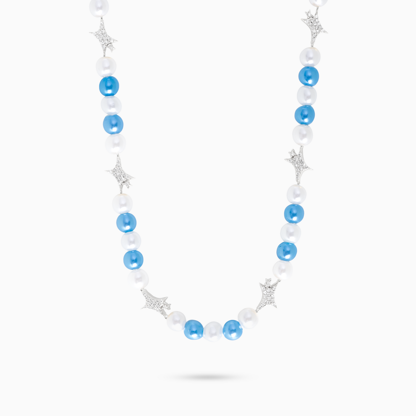 Signature silver Pearl Chain - White and Blue